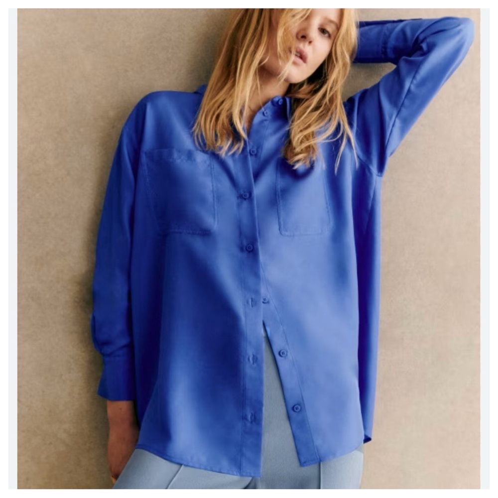 Sezane Maxence Shirt Electric Blue - Size 10